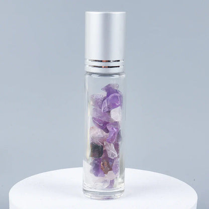 Crystal Jade Ball Roller Bottle Essential Oil Crushed Stone Natural Amethyst Healing Sphere Massage Around the Eyes Face Care