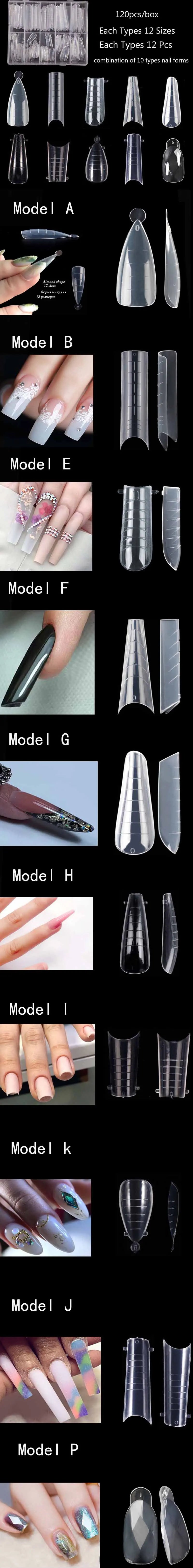 Poly Nail Gel Dual Forms Quick Building Extension Mold  Plastic Curve False Tips UV Builder Nail Art Tool