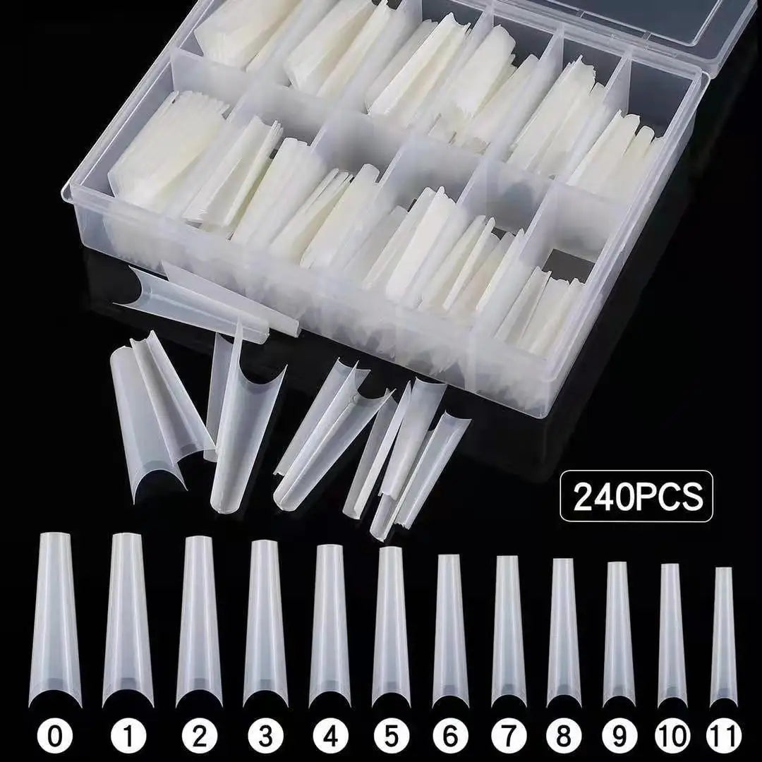 XXL Long Straight Square Shape Tips for Acrylic False Nail with Box Extra Long XL C Curve Tips Half Cover Nail Tip Manicure Tool
