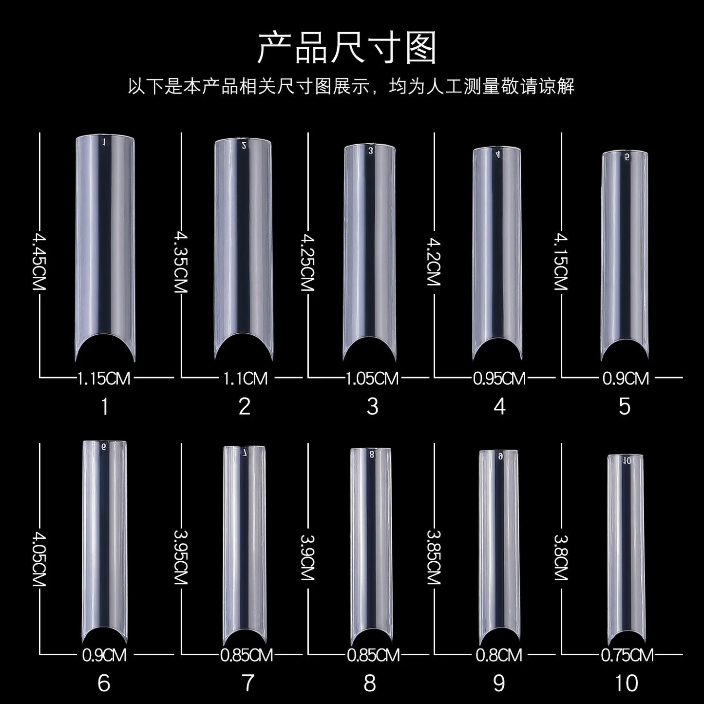 XXL Long Straight Square Shape Tips for Acrylic False Nail with Box Extra Long XL C Curve Tips Half Cover Nail Tip Manicure Tool