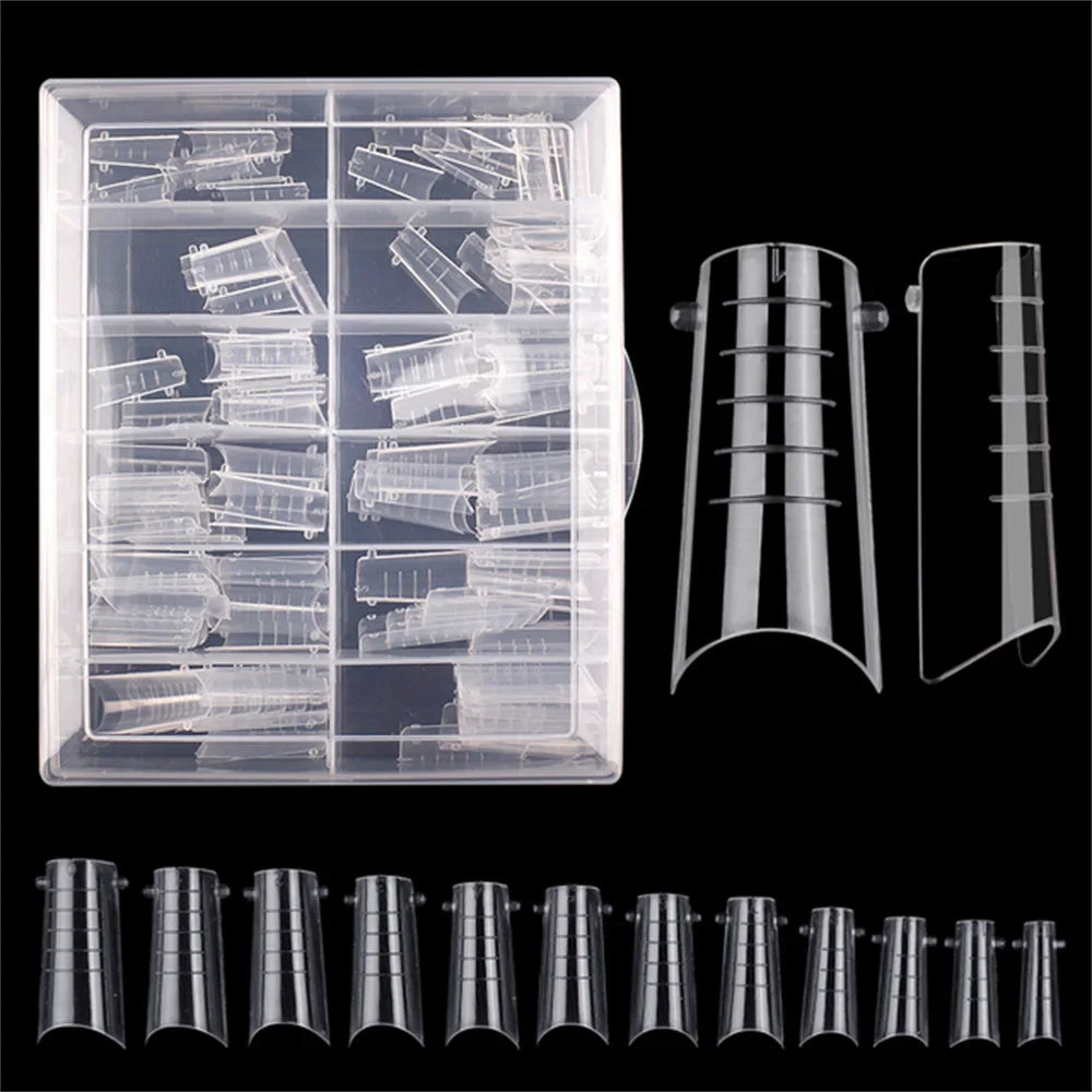 Poly Nail Gel Dual Forms Quick Building Extension Mold  Plastic Curve False Tips UV Builder Nail Art Tool