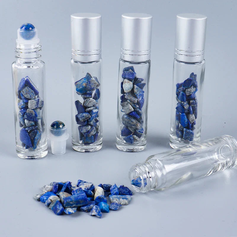 Crystal Jade Ball Roller Bottle Essential Oil Crushed Stone Natural Amethyst Healing Sphere Massage Around the Eyes Face Care