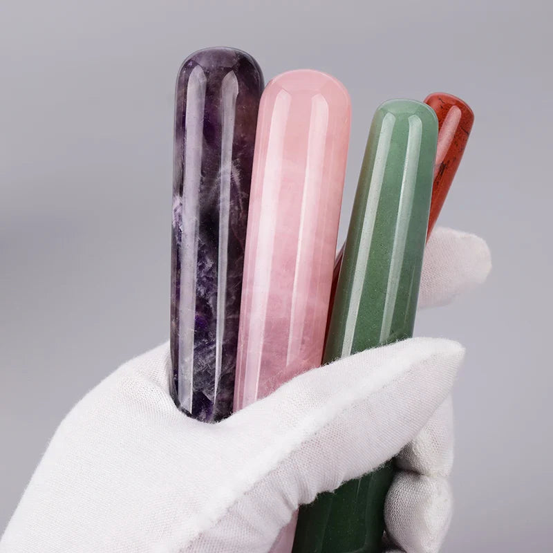 Wholesale Massage Wand Yoni Natural Crystal Mineral Quartz Acupoint Pen Face Care Tool Relax Body Beauty Health Massagestick