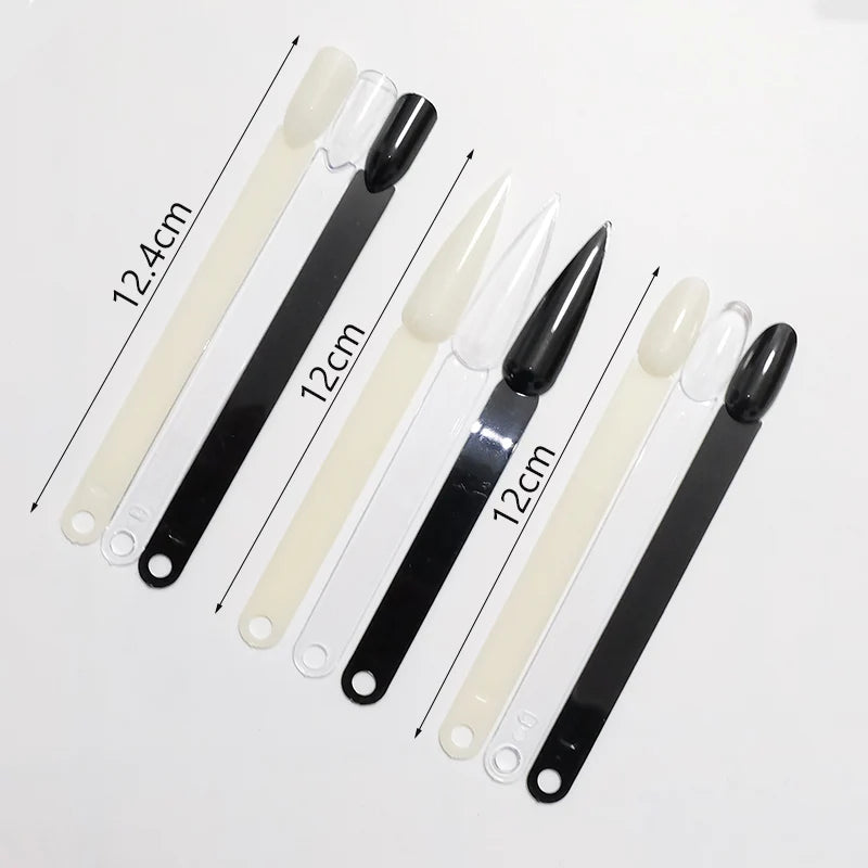 Nail Display Sticks Nail Swatch False Nail Tips Nail Gel Polish Practice Clear Natural Colors Display Board for Nail Art Tools