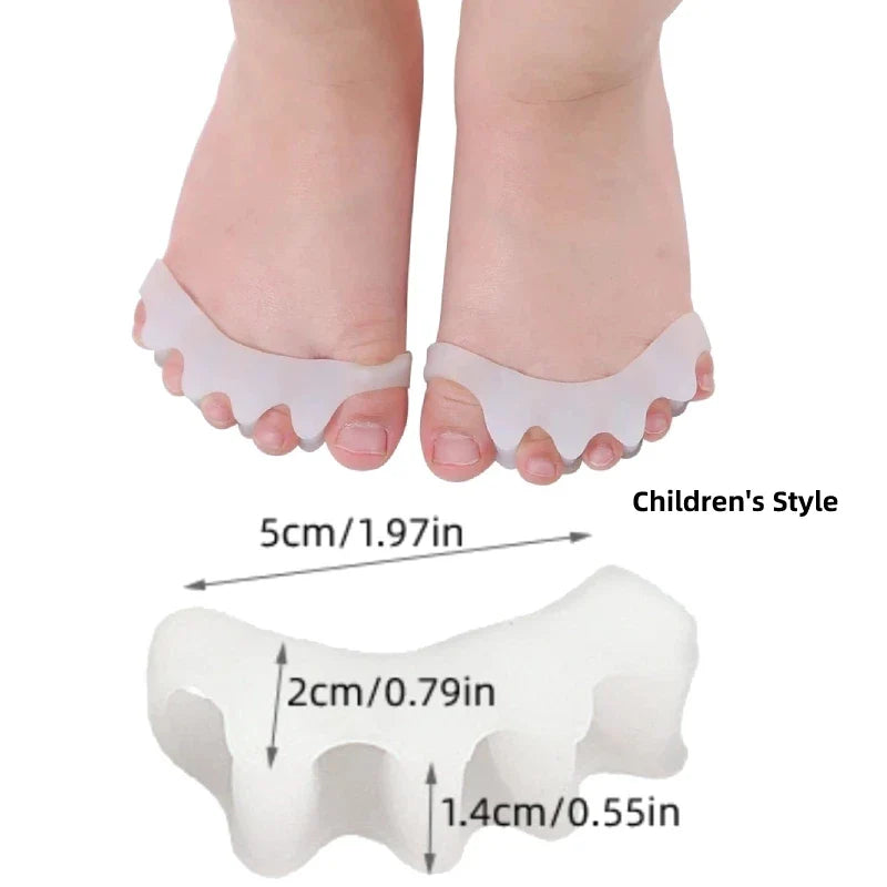 4pcs=2pairs Child Silicone Gel Foot Finger Toe Separator Thumb Protector Bunion Adjuster Hallux Valgus Pedicure For Kid