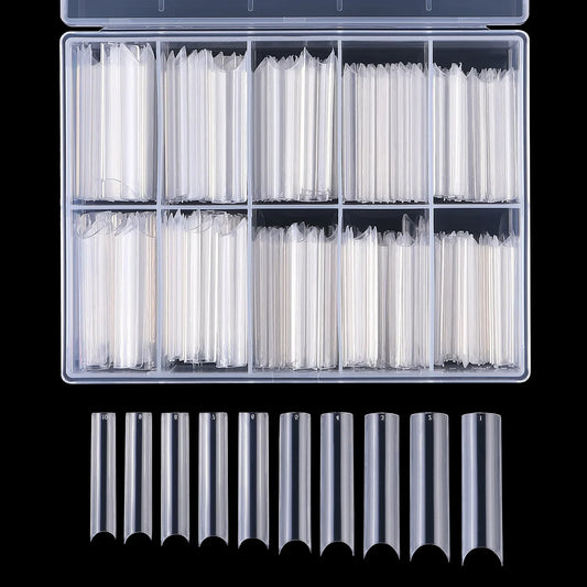 XXL Long Straight Square Shape Tips for Acrylic False Nail with Box Extra Long XL C Curve Tips Half Cover Nail Tip Manicure Tool