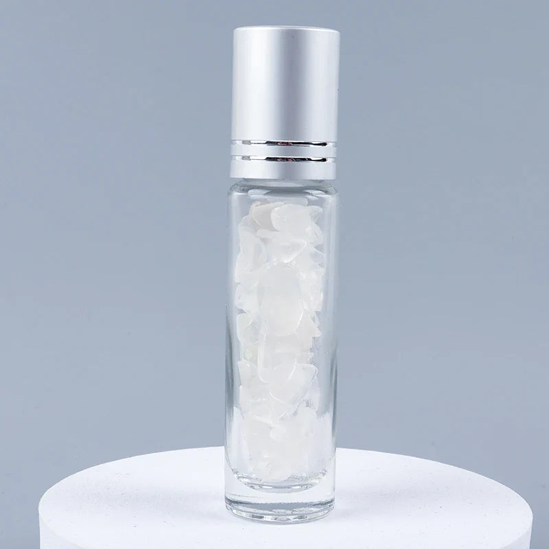 Crystal Jade Ball Roller Bottle Essential Oil Crushed Stone Natural Amethyst Healing Sphere Massage Around the Eyes Face Care