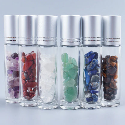 Crystal Jade Ball Roller Bottle Essential Oil Crushed Stone Natural Amethyst Healing Sphere Massage Around the Eyes Face Care