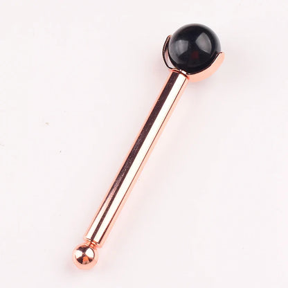 25 MM Natural Stone Ball Face Roller Massage Facial Care Health Eye Head Rose Quartz Crystal Acupuncture Aluminum Wand Massager