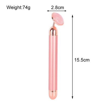 Natural Stone Rose Gold Electric Roller Original Amethyst Quartz Jade Big Frequency Eye Massage Face Care Neck Detox Beauty Tool