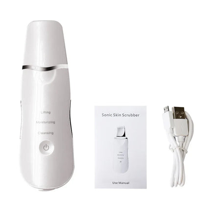 Ultrasonic Skin Scrubber Vibration Blackhead Remover Face Spatula Facial Scrubber Shovel Clean Cavitation Peeling Facial Lifting