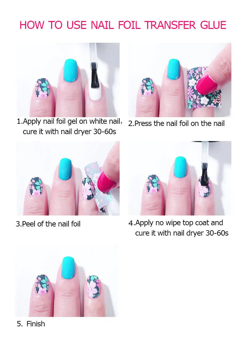MSHARE Nail Transfer Foil Glue Gel Polish Nails Adhensive Transfering with Free foil Sticker