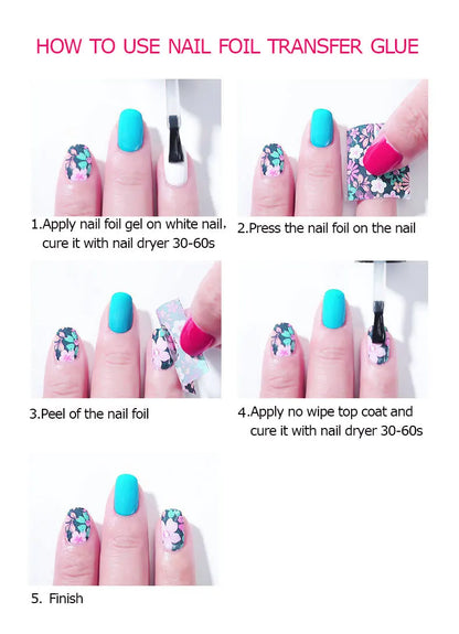 MSHARE Nail Transfer Foil Glue Gel Polish Nails Adhensive Transfering with Free foil Sticker