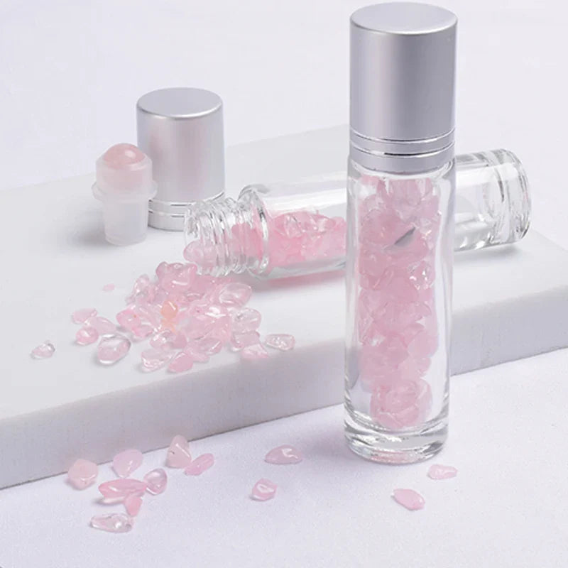 Crystal Jade Ball Roller Bottle Essential Oil Crushed Stone Natural Amethyst Healing Sphere Massage Around the Eyes Face Care