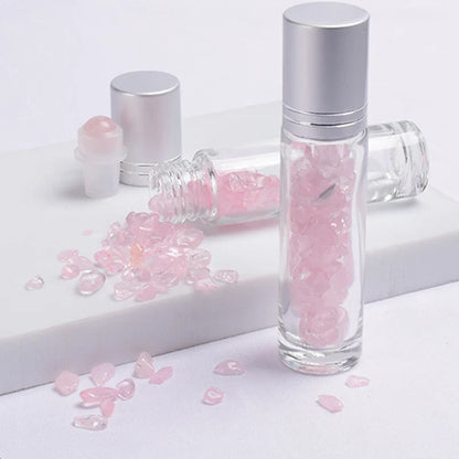 Crystal Jade Ball Roller Bottle Essential Oil Crushed Stone Natural Amethyst Healing Sphere Massage Around the Eyes Face Care