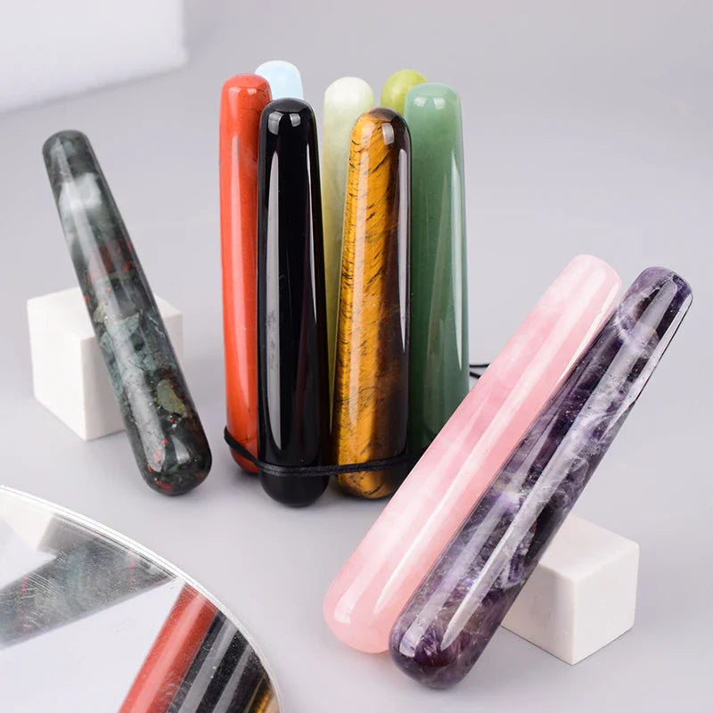 Wholesale Massage Wand Yoni Natural Crystal Mineral Quartz Acupoint Pen Face Care Tool Relax Body Beauty Health Massagestick
