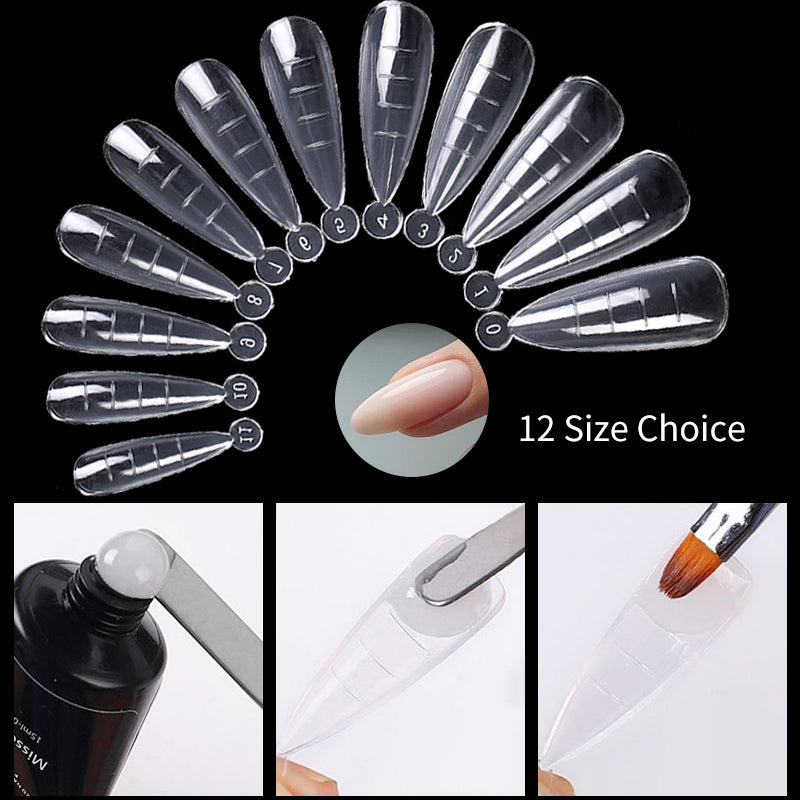 60Pcs Dual Nail Forms Extension Tips Mold Quick Buliding False Nails Short Almond Acrylic Upper Forms Diy Art Manicure Tool