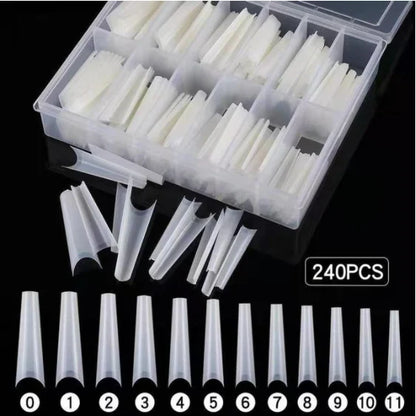 XXL Long Straight Square Shape Tips for Acrylic False Nail with Box Extra Long XL C Curve Tips Half Cover Nail Tip Manicure Tool