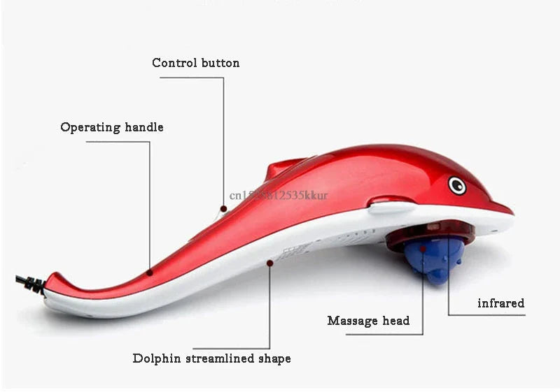 Electric Dolphin Massager Stick Back Massage Hammer Vibration Infrared Body Roller Cervical Vertebra Massager Device