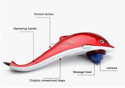 Electric Dolphin Massager Stick Back Massage Hammer Vibration Infrared Body Roller Cervical Vertebra Massager Device