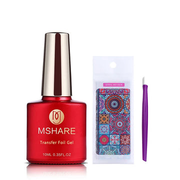 MSHARE Nail Transfer Foil Glue Gel Polish Nails Adhensive Transfering with Free foil Sticker