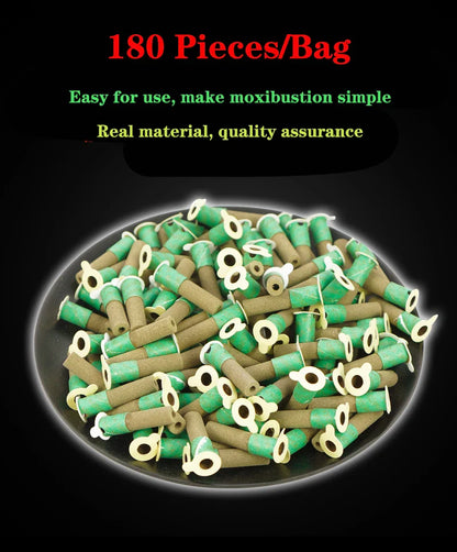180Pcs Mini Moxibustion Sticker Moxa Stick Tube Mugwort Burner Heating Acupuntura Meridian Massage Therapy Health Care Warm Body
