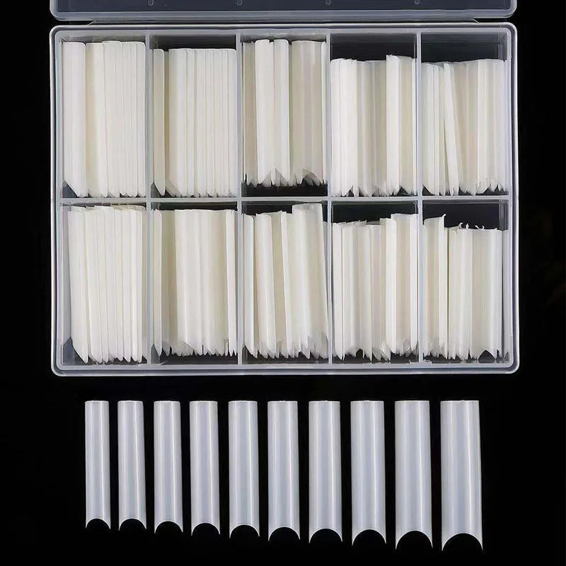 XXL Long Straight Square Shape Tips for Acrylic False Nail with Box Extra Long XL C Curve Tips Half Cover Nail Tip Manicure Tool