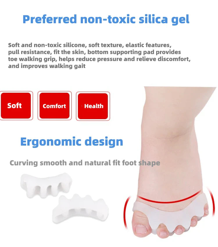 4pcs=2pairs Child Silicone Gel Foot Finger Toe Separator Thumb Protector Bunion Adjuster Hallux Valgus Pedicure For Kid