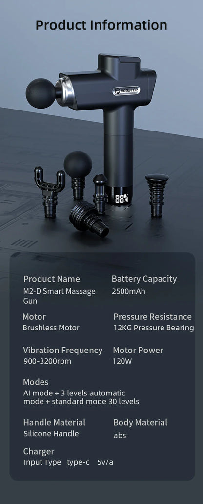 Booster M2-D Massage gun Deep Tissue Percussion Neck Back Body Massager Portable Fascia Gun Muscle Relaxation Electric Massager