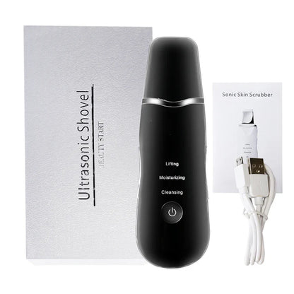 Ultrasonic Skin Scrubber Vibration Blackhead Remover Face Spatula Facial Scrubber Shovel Clean Cavitation Peeling Facial Lifting
