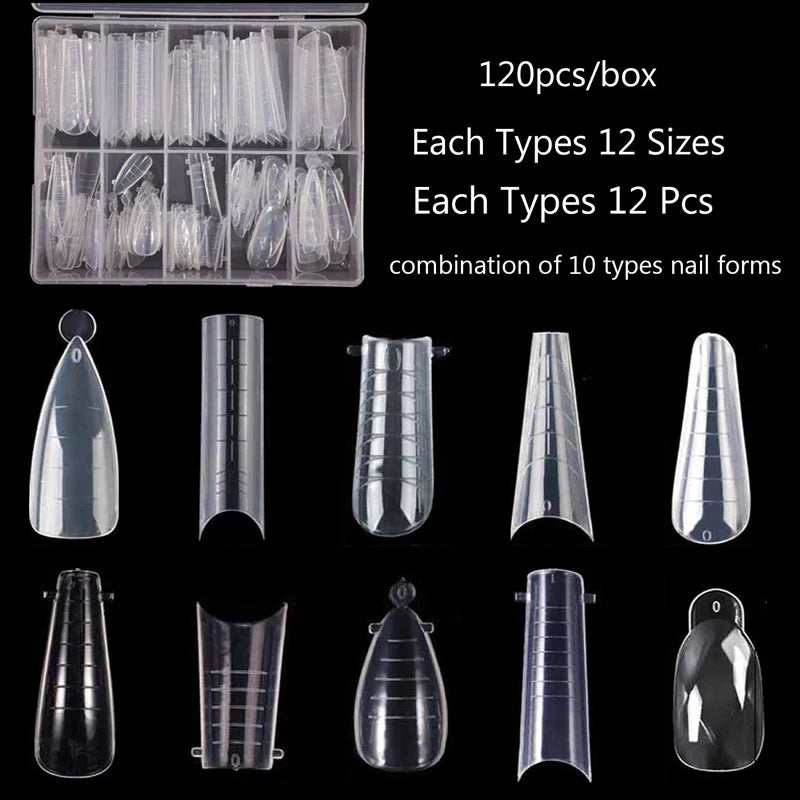 Poly Nail Gel Dual Forms Quick Building Extension Mold  Plastic Curve False Tips UV Builder Nail Art Tool