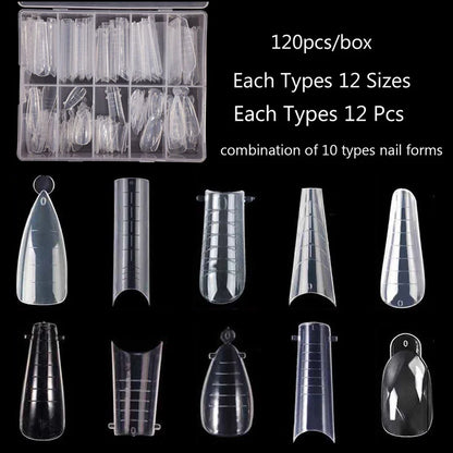 Poly Nail Gel Dual Forms Quick Building Extension Mold  Plastic Curve False Tips UV Builder Nail Art Tool
