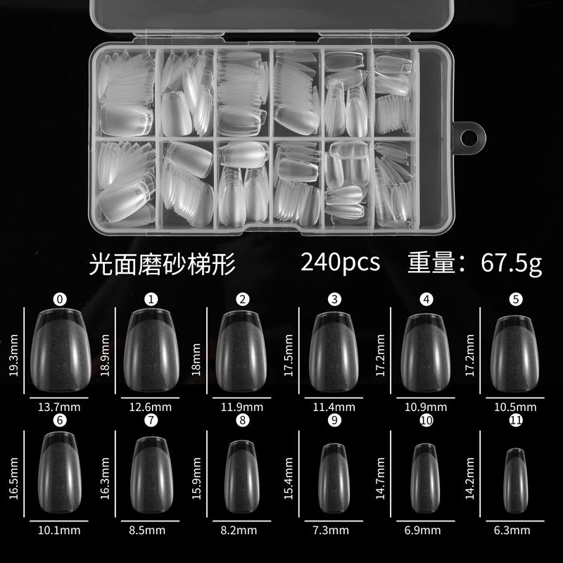 240pcs Half Cover Almond Pre-filed Nail Tips Half Matte XS Press on Fake Nail Extension for Small Tiny Nail Bed 12 Sizes in Box