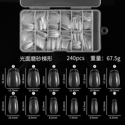 240pcs Half Cover Almond Pre-filed Nail Tips Half Matte XS Press on Fake Nail Extension for Small Tiny Nail Bed 12 Sizes in Box