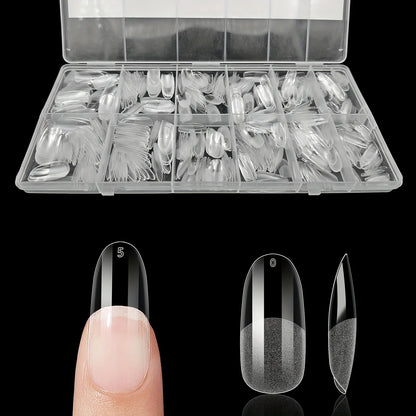 600Pcs False Nail Tips Semi-Matte Finish Almond French Coffin Stiletto Oval Square Shapes with Front Edge Thickened Fingertips
