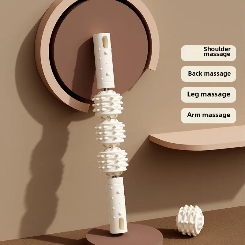 ‌Dual-Surface Foam Roller for Leg Toning & Muscle Relaxation – Yoga Fitness Tool, Portable Massage Stick for Home Gym