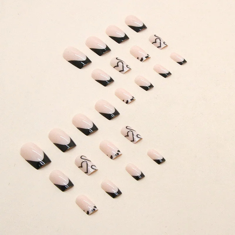 24 Square Short Fake Nails +1 Nail File +1 Piece of Jelly Glue