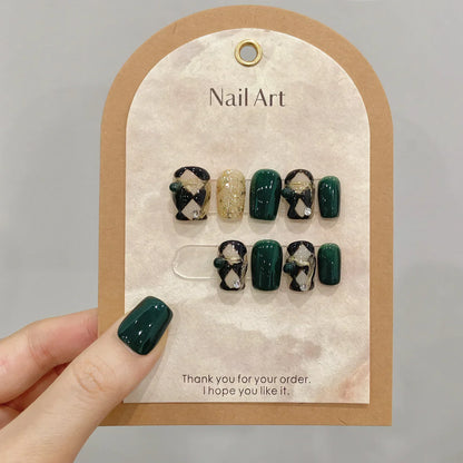10Pcs Red Cat Eye Handmade Press on Nails Flower Fake Nails Wearable Stick-on Nails Full Cover False Nail Uñas Postizas 네일팁