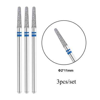 TP 3pcs/set Flame Diamond Nail Drill Bits 3/32'' Russian Electric File Bits Milling Cutter for Manicure Cuticle Remove Nail Tool
