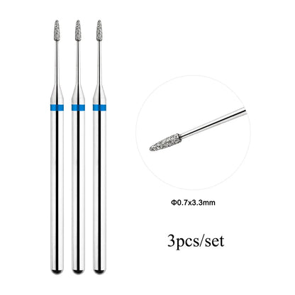 TP 3pcs/set Flame Diamond Nail Drill Bits 3/32'' Russian Electric File Bits Milling Cutter for Manicure Cuticle Remove Nail Tool