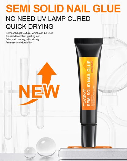 Quick-Dry Nail Glue，Semi solid Super Strong Adhesive For Press-On Nails，Rhinestones，Acrylic Nails，Fake Nail，No need UV/LED Cured