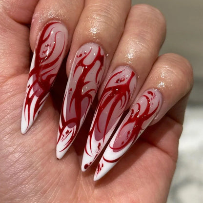 Halloween Cool Spice Style Spider Skull False Nails Purple Halo Dyeing Detachable Finished Fake Nails Press on Nail with Glue