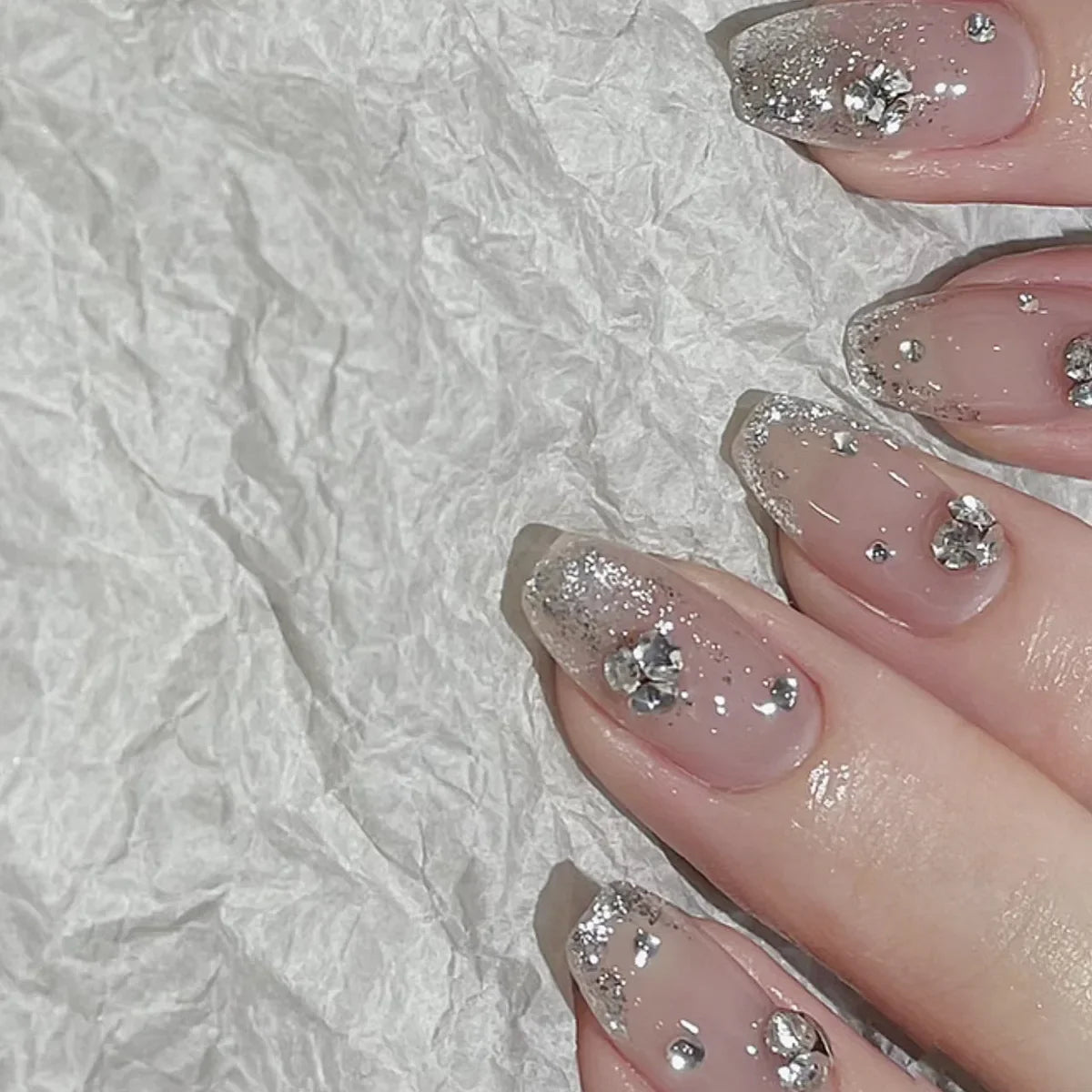 24Pcs Pink Cat Blue Love Cute Short Ballet Press on False Nails Sweet French Cat Eye Bow Star Designs Style Detachable Nails Set