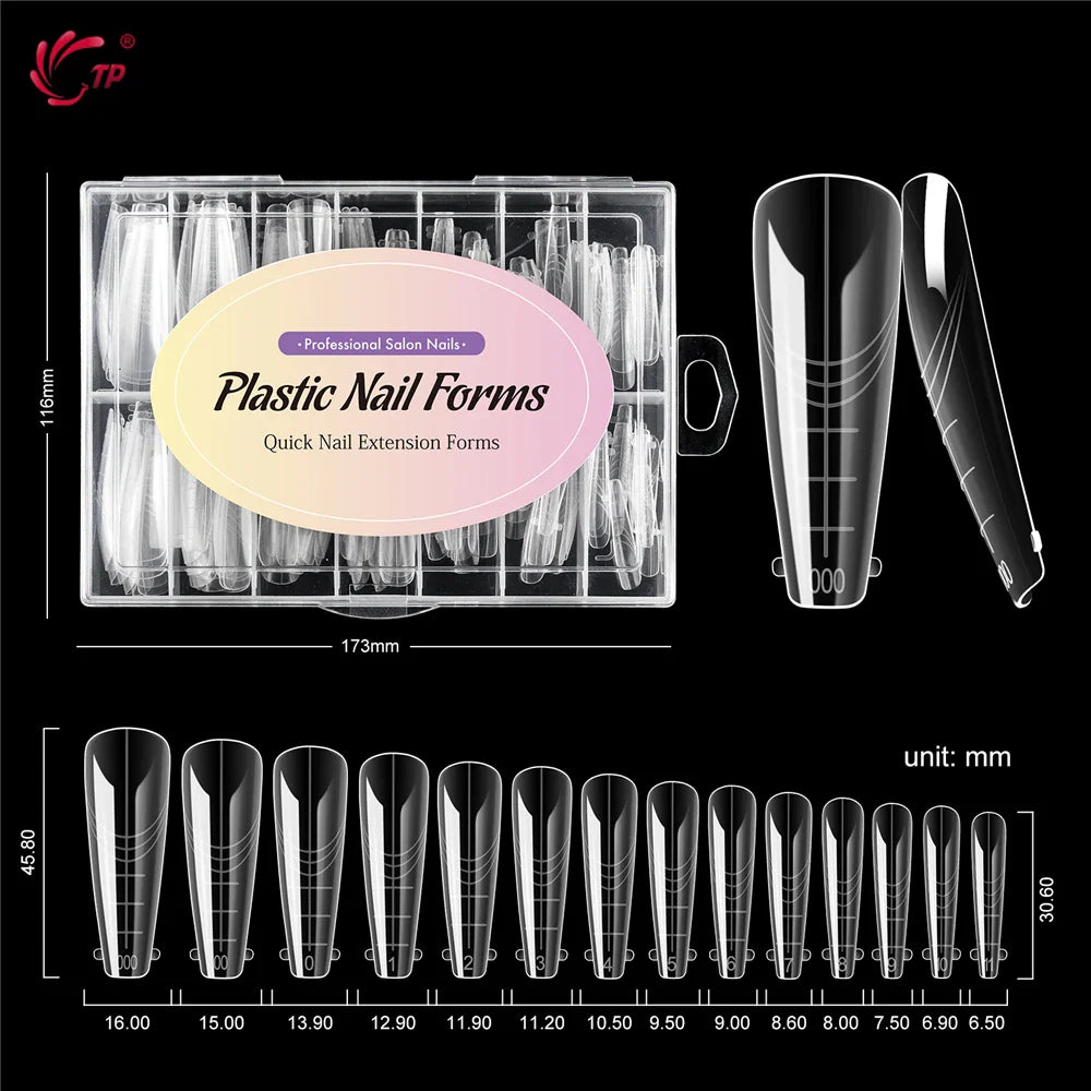 TP 140pcs/box New Nail Dual Forms Acrylic Nails Top Forms for Extension Quick Building UV Gel Molds Full Cover Nail Upper Forms