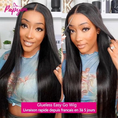 Straight 6x4 Glueless Wig 4x4 Human Hair Ready To Wear Preplucked Transparent Lace Closure Frontal Wigs For Women