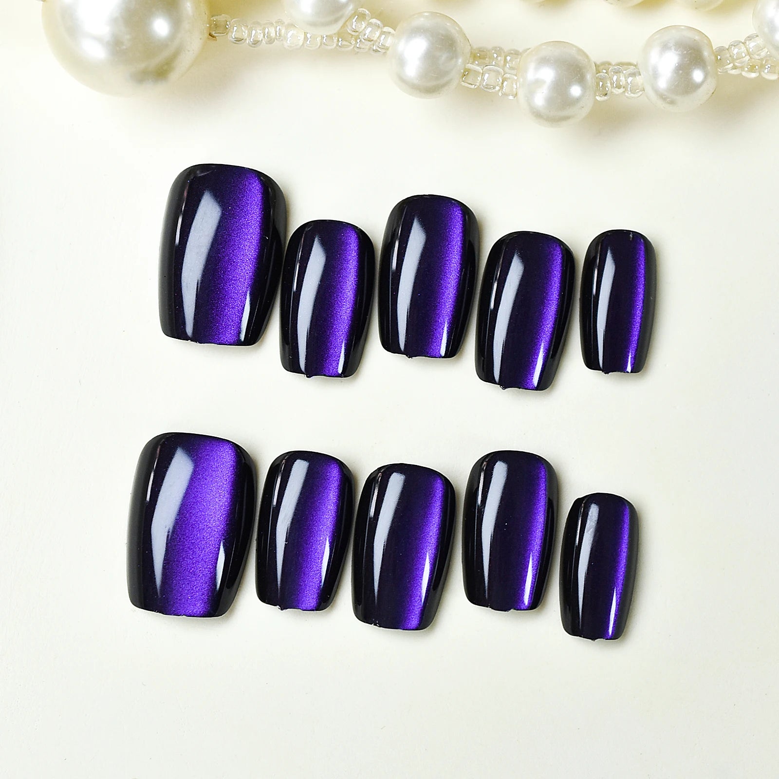 Press on nails 10 pieces charming cat eyes style square 3 sizes to choose from for women and girls