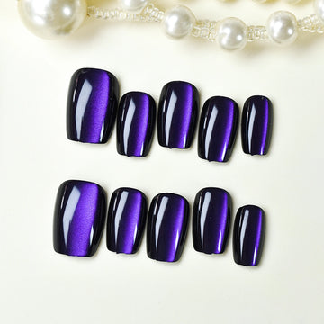 Press on nails 10 pieces charming cat eyes style square 3 sizes to choose from for women and girls