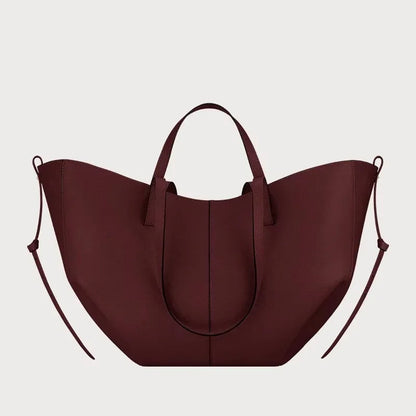 Y2K - French Luxury Large Capacity Women's Handbag, Leather Pleated Wing Bag, One Shoulder Underarm Handbag