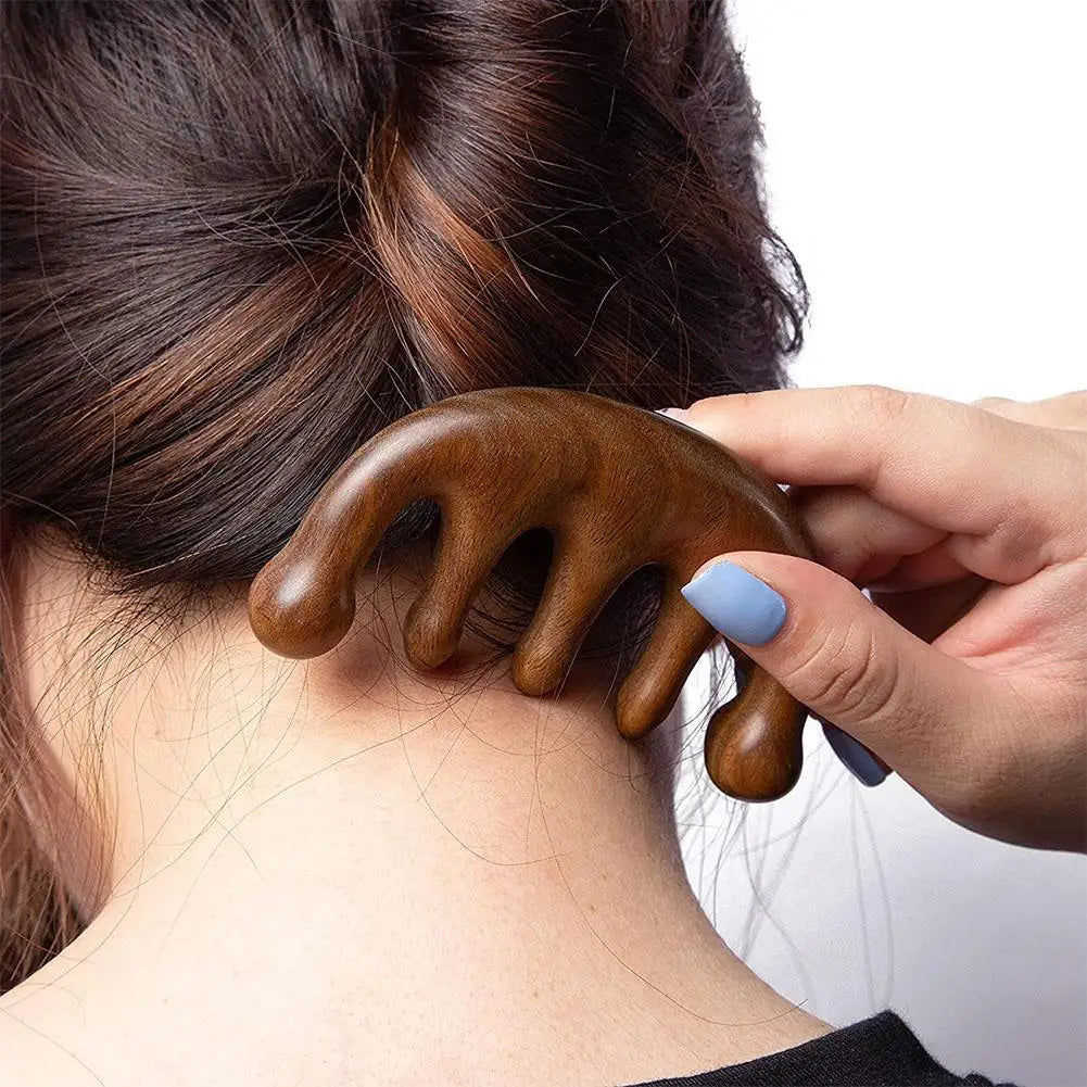 Wood Deer Antler Five Paws Massage Comb Meridians Dredging Scalp Facial Massage Comb Gifts ABS Head Scalp Body Massagers Tool