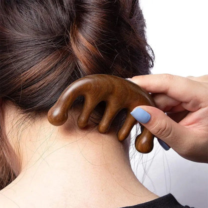 Wood Deer Antler Five Paws Massage Comb Meridians Dredging Scalp Facial Massage Comb Gifts ABS Head Scalp Body Massagers Tool